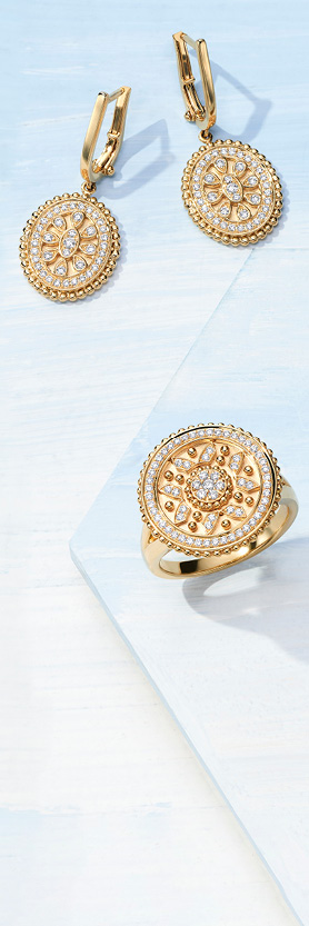 Gold Doves earrings and ring with diamond accents
